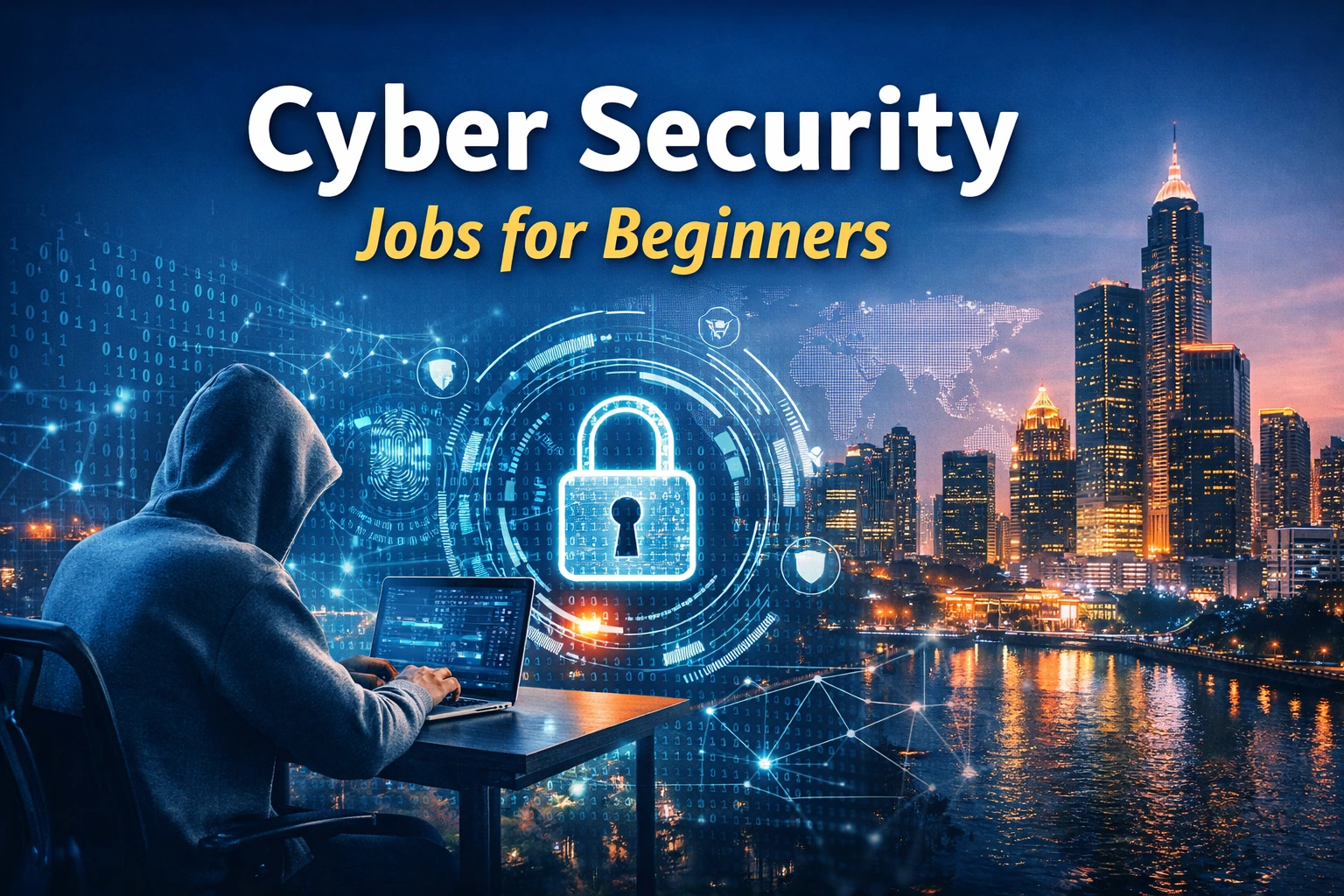 Cyber security jobs for beginners in India with growing demand and digital economy concept