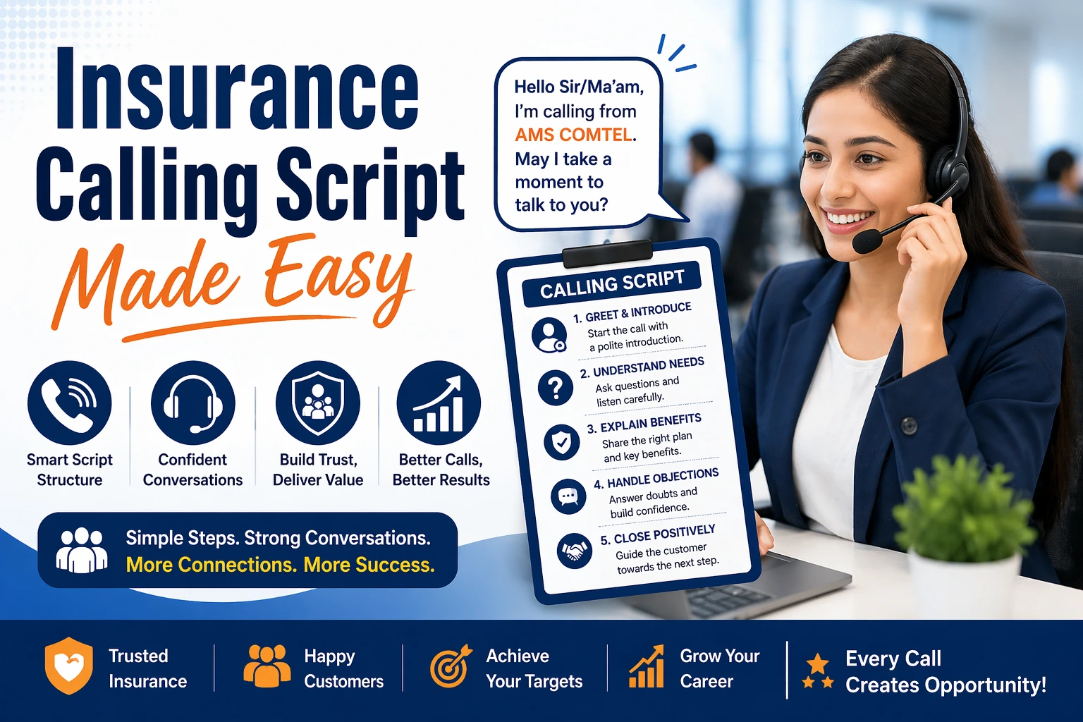 Insurance calling script guide for freshers with real examples and voice process job explanation