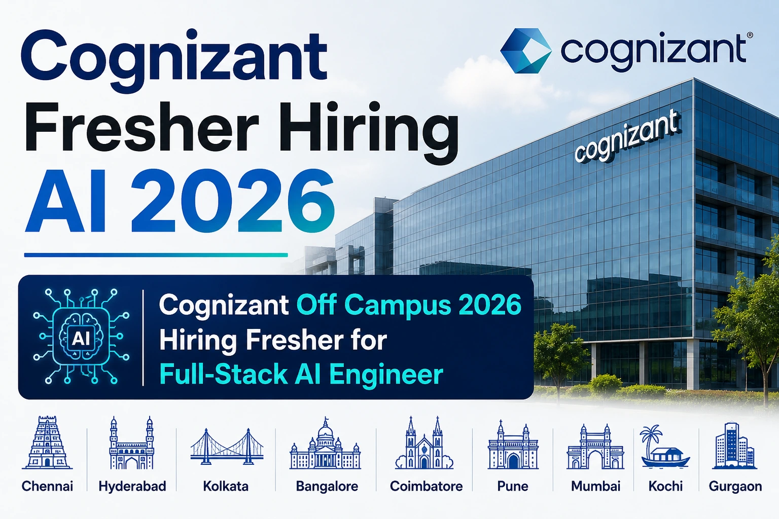 Cognizant Off Campus 2026 hiring fresher for Full-Stack AI Engineer in Chennai Hyderabad Bangalore Pune Mumbai and other locations