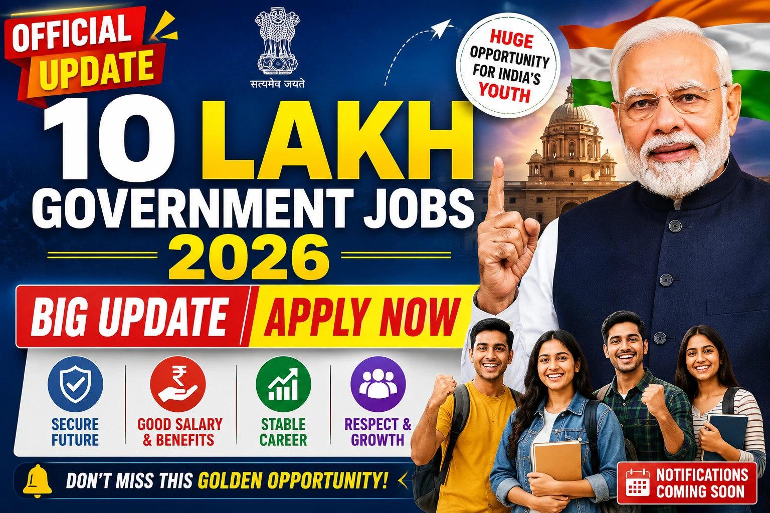 10 Lakh Government Jobs 2026 for Freshers Apply Online