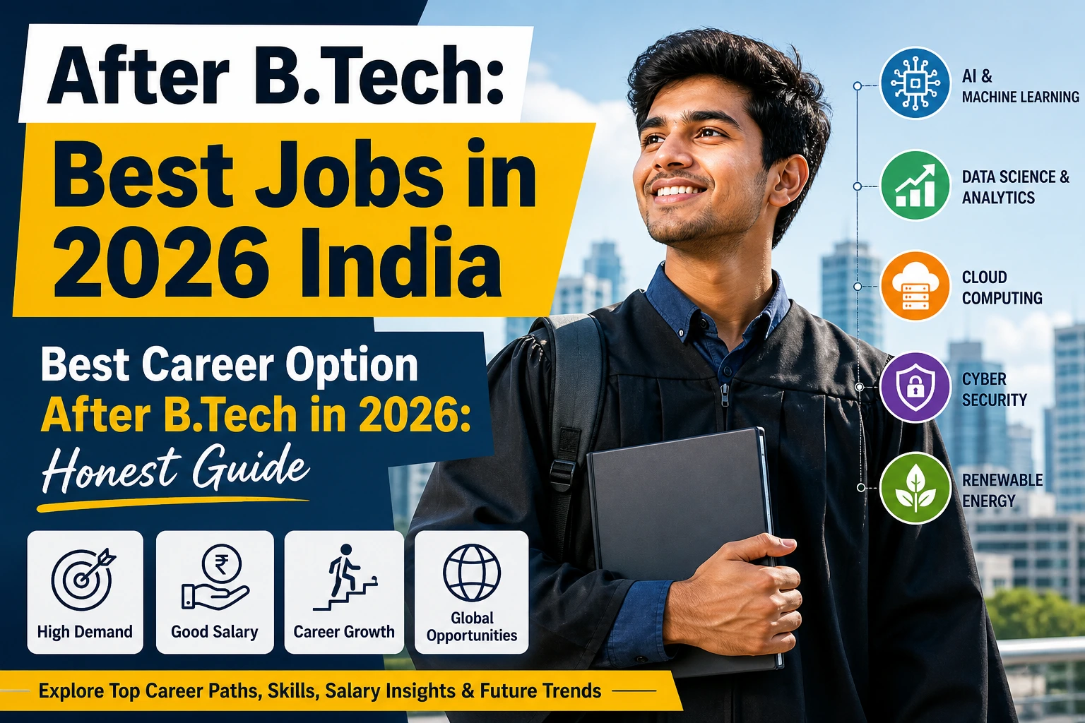 Best career options after B.Tech in 2026 in India including AI, data science, and high salary jobs for freshers