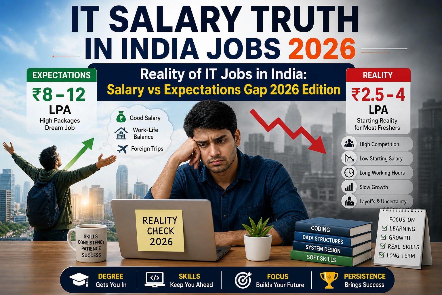 IT jobs salary reality in India 2026 freshers salary gap expectation vs reality