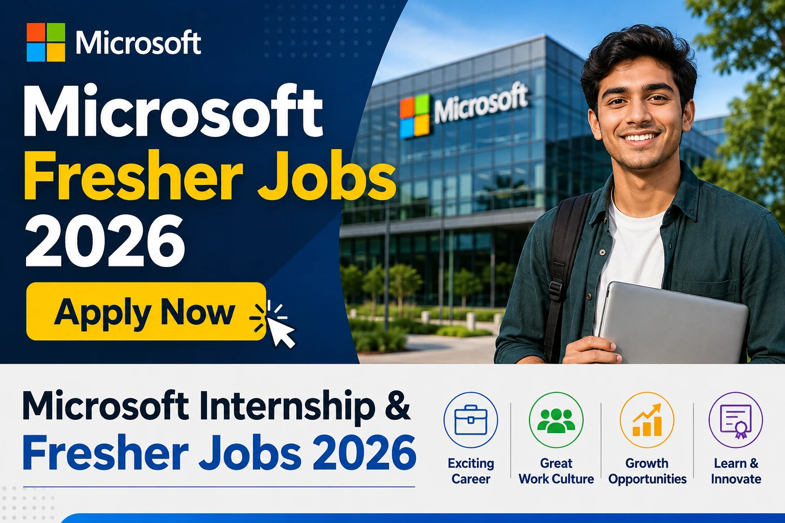 Microsoft Fresher Jobs 2026 hiring for internship and software engineer roles across India