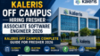 Kaleris Off Campus 2026 hiring poster for Associate Software Engineer role