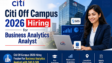Citi Off Campus 2026 Hiring for Business Analytics Analyst with SAS & SQL in Bangalore