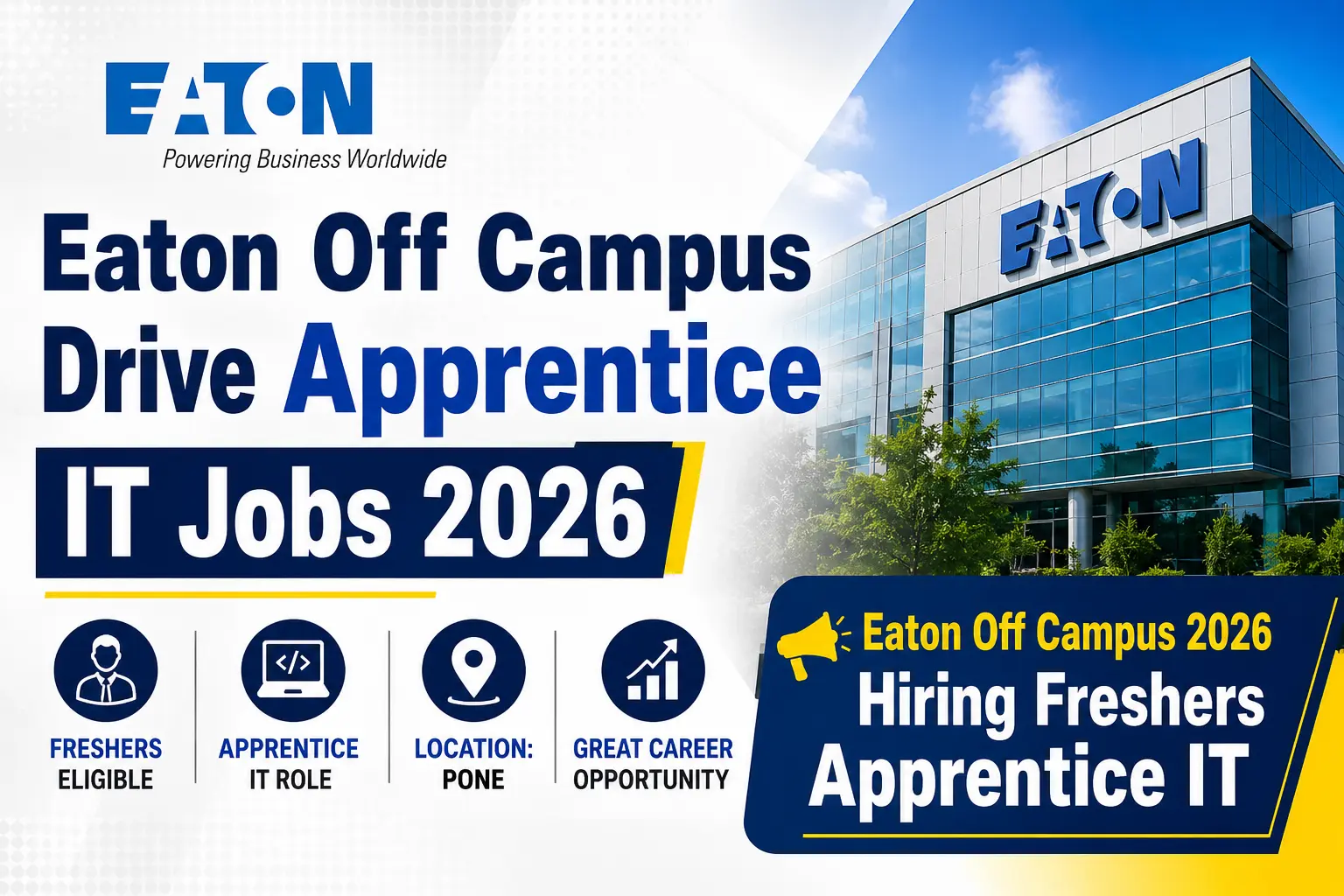 Eaton Off Campus 2026 Apprentice IT hiring for freshers