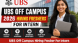 UBS Off Campus 2026 Hiring Freshers for Intern in Pune and Hyderabad