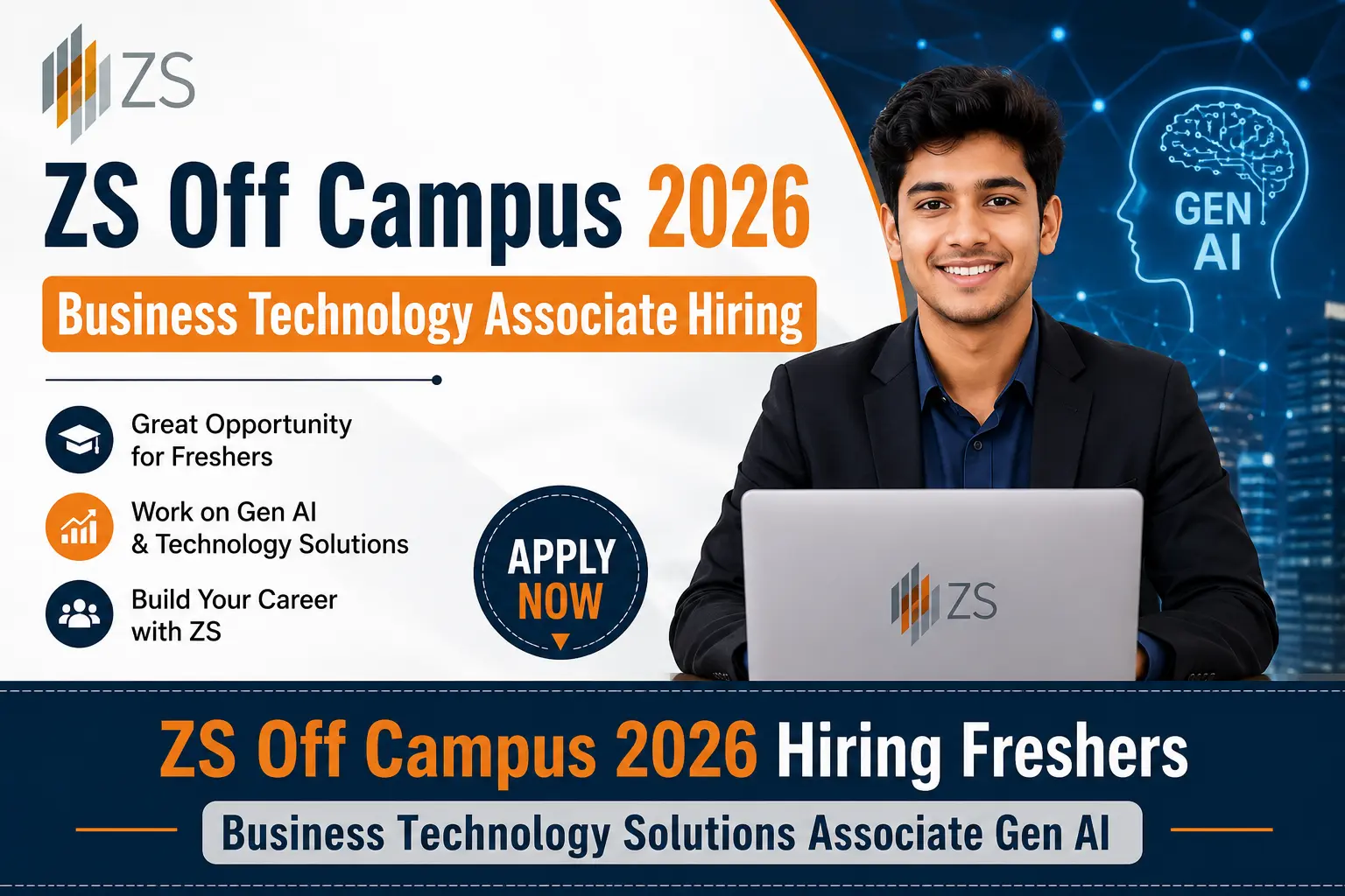 ZS Off Campus 2026 Business Technology Solutions Associate Gen AI hiring for freshers