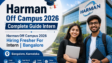 Harman Off Campus 2026 hiring fresher for intern in Bangalore