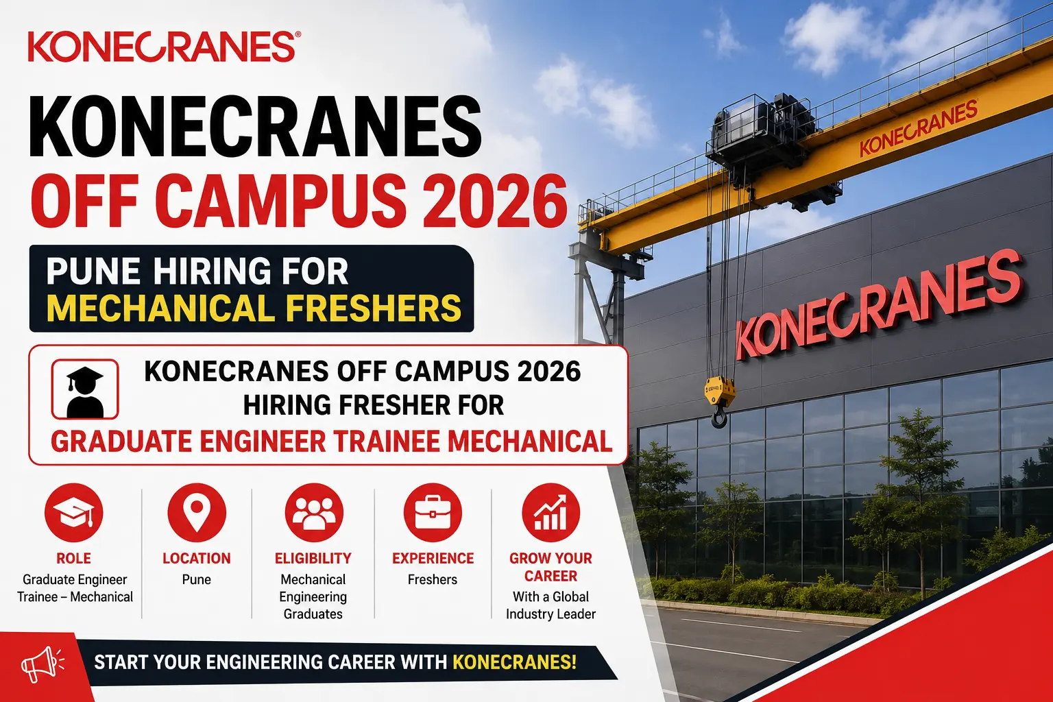 Konecranes Off Campus 2026 Hiring Fresher For Graduate Engineer Trainee Mechanical Pune Apply Online