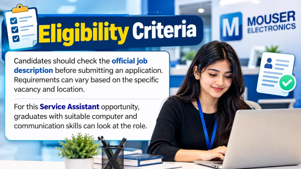 Mouser Recruitment 2026 hiring freshers for Service Assistant (Data Entry) role.
