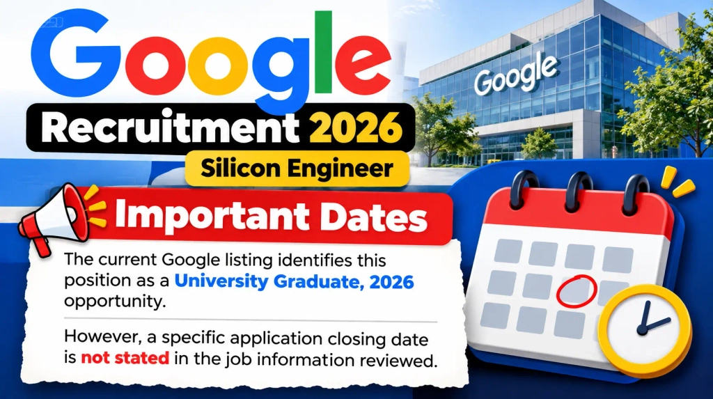 Google Recruitment 2026 hiring graduates for Silicon Engineer role.