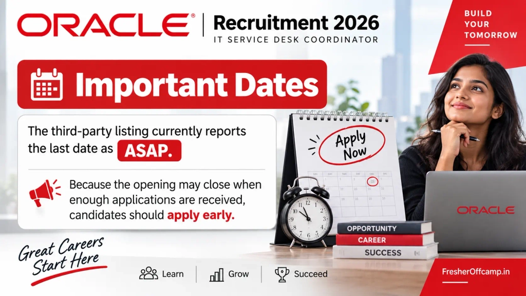 Oracle Recruitment 2026 IT Service Desk Coordinator for Freshers