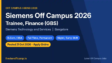 Siemens Off Campus 2026 Finance Trainee jobs in Bangalore for B.Com and BBA graduates, posted 21 October 2026